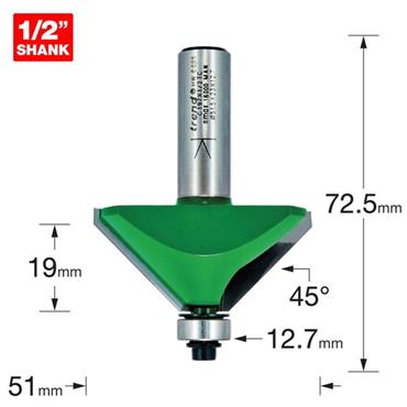 Trend C197X1/2TC Bearing Guided Chamfer 51mm Diameter