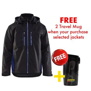 BLAKLADER 4890 Waterproof Lined Functional Jacket - Black/Cornflower Blue