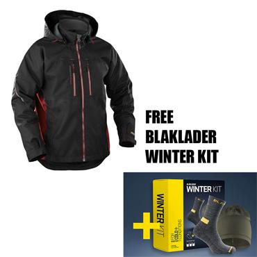 BLAKLADER 4890 Waterproof Lined Functional Jacket - Black/Red