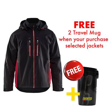 BLAKLADER 4890 Waterproof Lined Functional Jacket - Black/Red