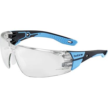 BOLLE RUSPMN12E RUSH+ 2.0 PC Safety Glasses, Clear, Blue Frame