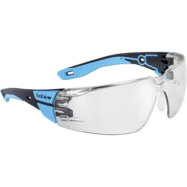 BOLLE RUSPMN12E RUSH+ 2.0 PC Safety Glasses, Clear, Blue Frame