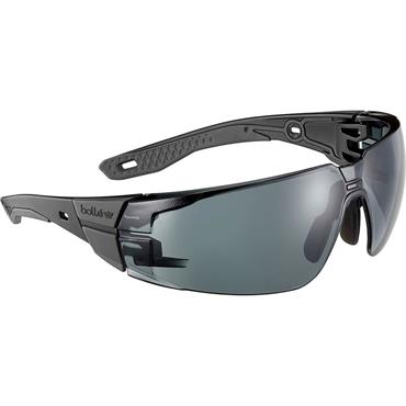 BOLLE RUSHMN20E RUSH+ 2.0 Safety Glasses, Smoke, Medium/Large, Black Frame