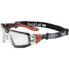 BOLLE RUSXMN11E RUSH+ 2.0 XP Safety Glasses, Hybrid clear, Medium/Large, Black/Red Frame