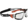 BOLLE RUSXMN11E RUSH+ 2.0 XP Safety Glasses, Hybrid clear, Medium/Large, Black/Red Frame