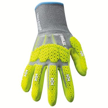 UVEX HexArmor Helix 3014IMP Cut-Protection/Impact Gloves Knitted Cuff, Lime/Heather Grey, Level F
