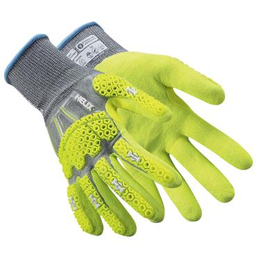 UVEX HexArmor Helix 3014IMP Cut-Protection/Impact Gloves Knitted Cuff, Lime/Heather Grey, Level F
