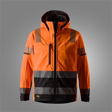 SNICKERS 1232 High-Vis Class 2/3 Softshell Jacket, Orange/Black