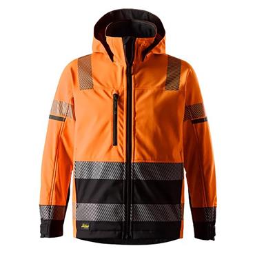 SNICKERS 1232 High-Vis Class 2/3 Softshell Jacket, Orange/Black