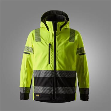 SNICKERS 1232 High-Vis Class 2/3 Softshell Jacket, Yellow/Black