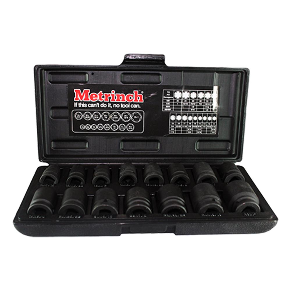 Metrinch MET 2400 15 Piece Metric 1/2" Drive Impact Socket Set available online Caulfield