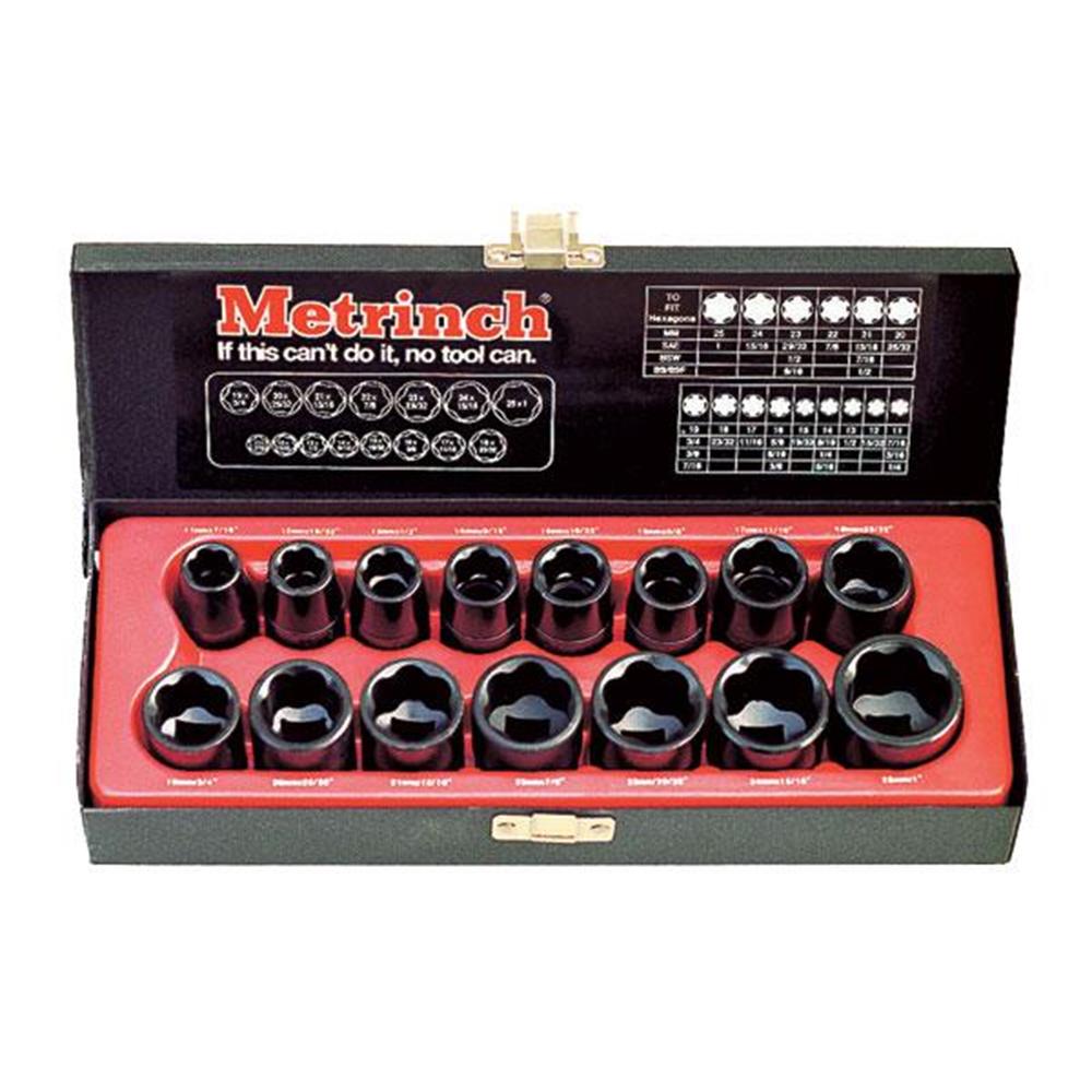 Metrinch MET 2400 15 Piece Metric 1/2" Drive Impact Socket Set