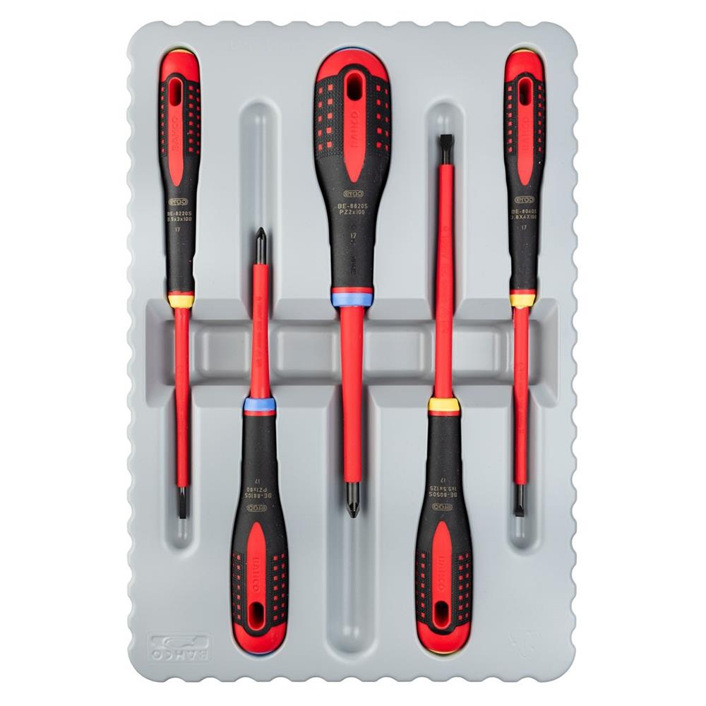 Bahco BE9882S 5 Piece Mixed Insulated Ergo Screwdriver Set available