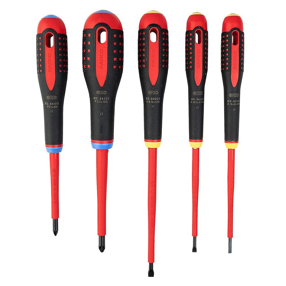 Bahco BE9882S 5 Piece Mixed Insulated Ergo Screwdriver Set available