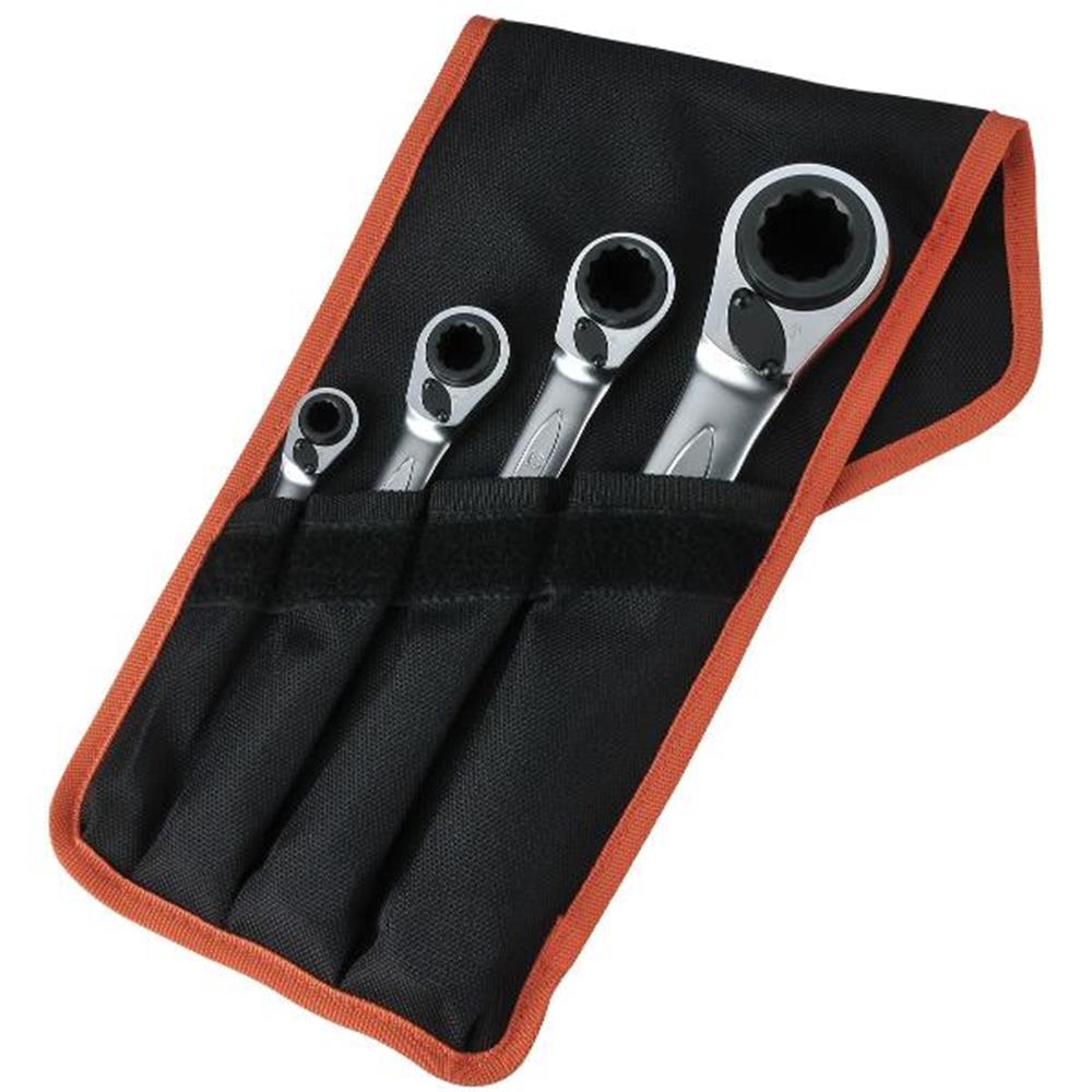 Bahco S4RM/4T 4 Piece Metric Reversible Ratchet Spanner Set available