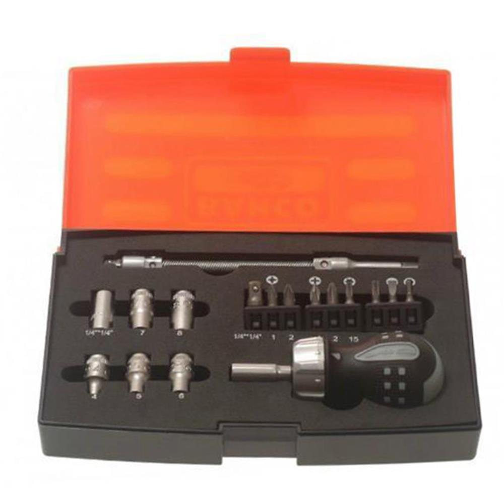Bahco 808050S18 18 Piece Stubby Ratcheting Screwdriver Set available online Caulfield Industrial