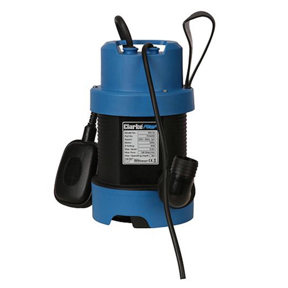 Clarke PSV1A 240 Volt Submersible Dirty Water Pump, 140 Litre/Minute