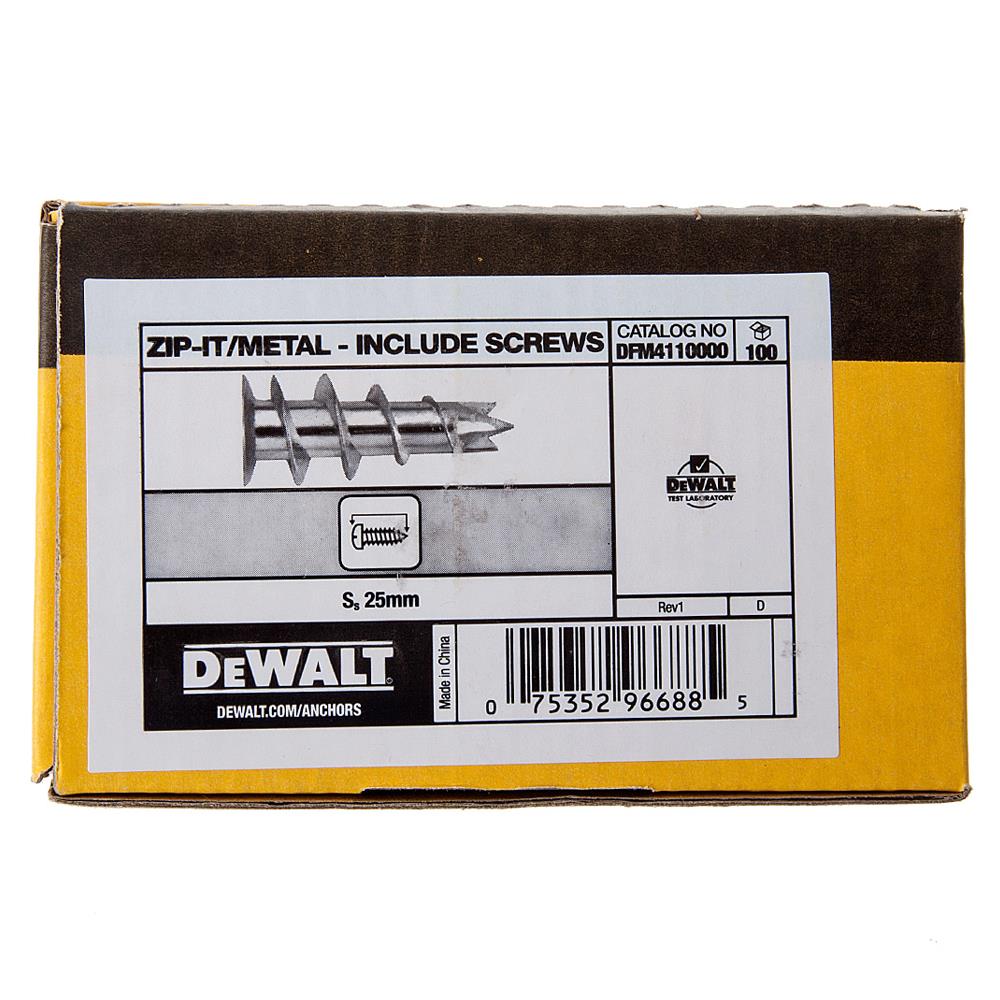 DeWALT DFM4110000 ZipIt Plasterboard Anchors 100 Pack available