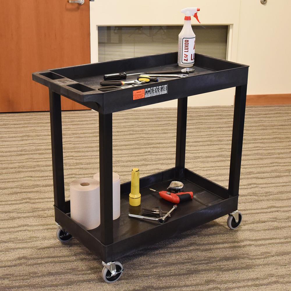 Luxor EC11B 2Shelf Black Tub Utility Cart available online