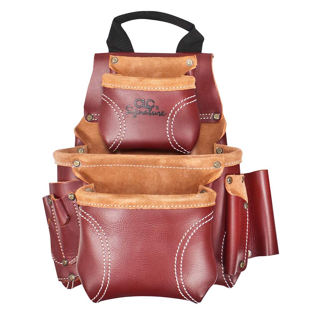 Custom Leathercraft 21453 18 Pocket HeavyDuty Leather Tool Bag