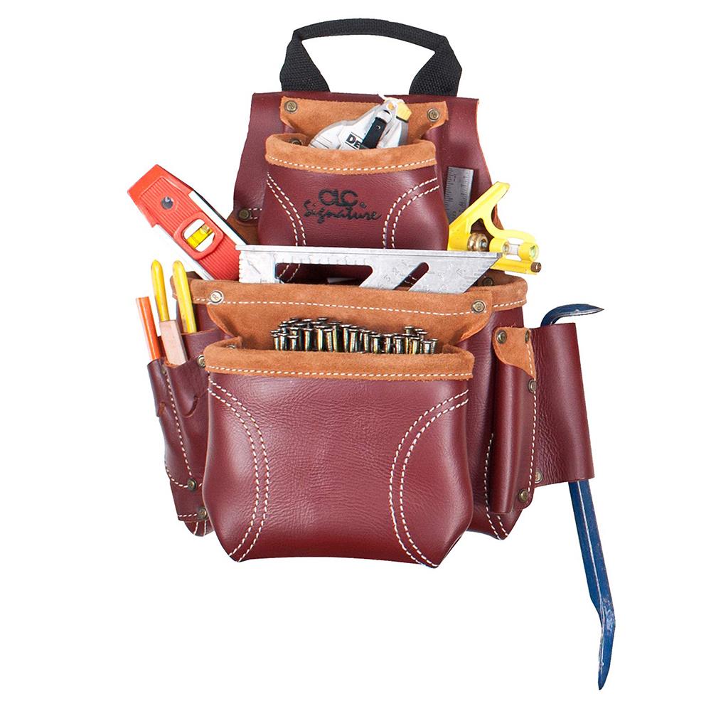 Custom Leathercraft 21453 18 Pocket HeavyDuty Leather Tool Bag
