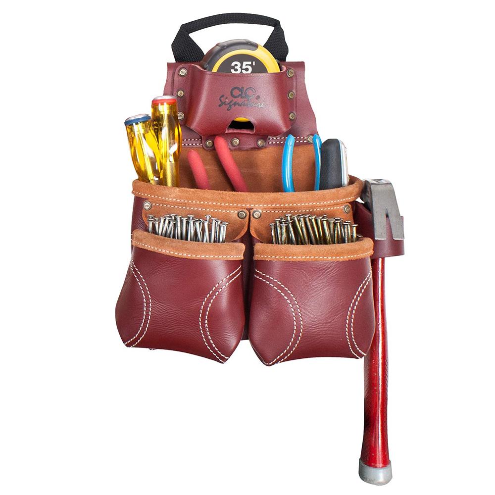 Custom Leathercraft 21453 18 Pocket HeavyDuty Leather Tool Bag