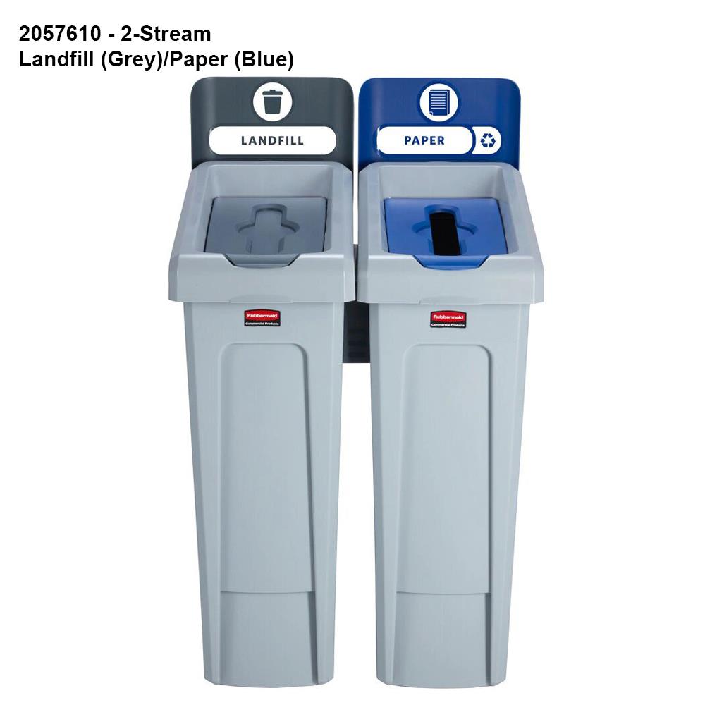 Rubbermaid Slim Jim Recycling Station Bins and Label Kit available