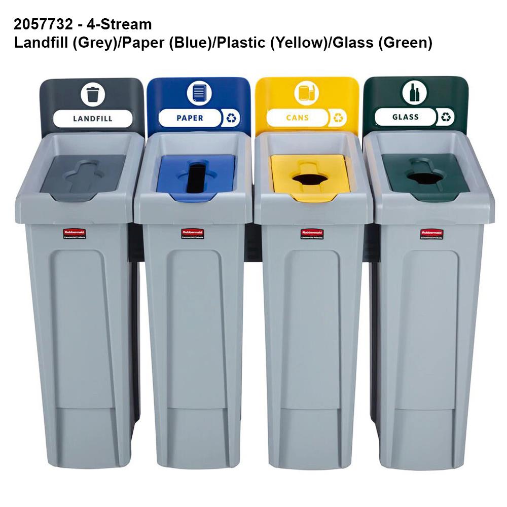 Rubbermaid Slim Jim Recycling Station Bins and Label Kit available