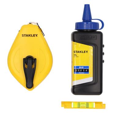 Stanley HT47113-0 30m ABS Plastic 1:1 Kit With Blue Chalk and Line Level