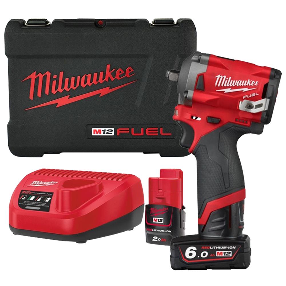 Milwaukee M12FIW38622X 12 Volt 3/8" Impact Wrench, 2 batteries, 2.0
