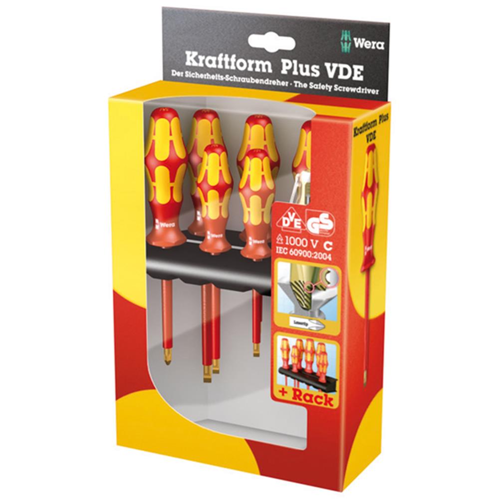 Wera 006147 7 Piece Kraftform Plus VDE Slotted and Philips Screwdriver