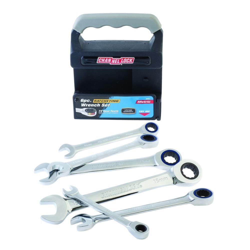 Channellock 38041 6 Piece Metric Ratchet Combination Wrench Set