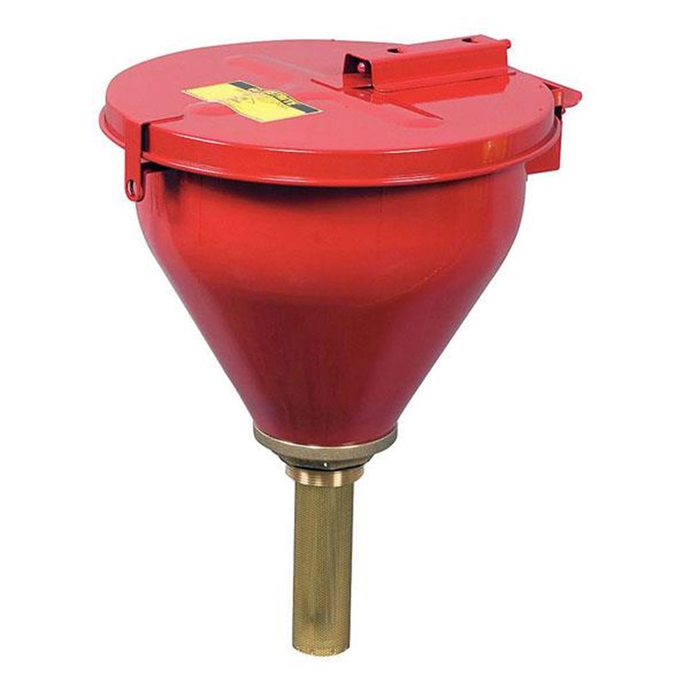 Justrite 08207 Safety SelfClose Steel Drum Funnel available online Caulfield Industrial