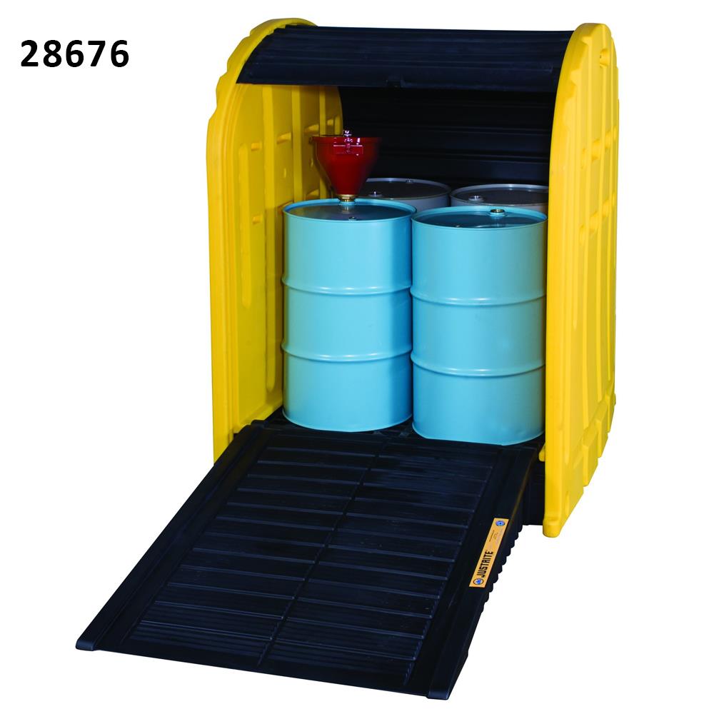 Justrite Drum Sheds and Polyethylene Pallet Ramp available online