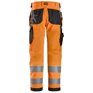 SNICKERS 6238 High-Vis Class 2, Trousers Holster Pockets, Orange/Black