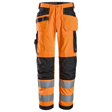 SNICKERS 6238 High-Vis Class 2, Trousers Holster Pockets, Orange/Black