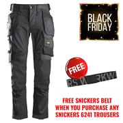 Snickers 6241 AllroundWork Stretch Holster Pocket Slimfit Trousers - Steel Grey/Black