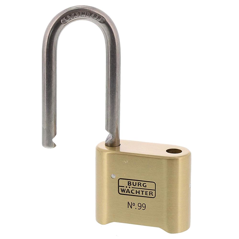 Burg 99NI50B65SB RustFree Brass Long Shackle Combination Padlock