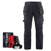 BLAKLADER 1522 Craftsman Trousers 4 Way Stretch Black/Dark Grey