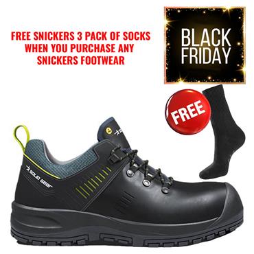 SNICKERS SG73101 Solid Gear S3L SR HRO FO Ion Low Safety Shoes, Black