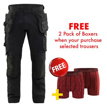 BLAKLADER 175018329900 Craftsman Trousers with Stretch, Black