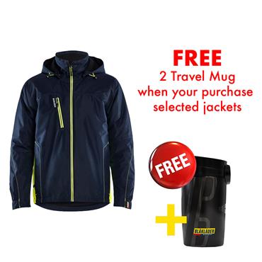 BLAKLADER 4890 Waterproof Lined Winter Jacket, Navy/Yellow 