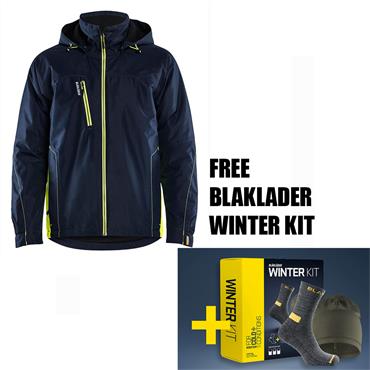BLAKLADER 4890 Waterproof Lined Winter Jacket, Navy/Yellow 