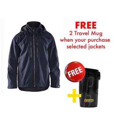 BLAKLADER 4890 Waterproof Lined Shell Jacket , Dark Navy/Black