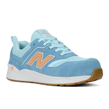 NEW BALANCE Elite Lite S1 PL HRO FO SC SR Ladies Safety Trainers, Milky Blue/Orangre